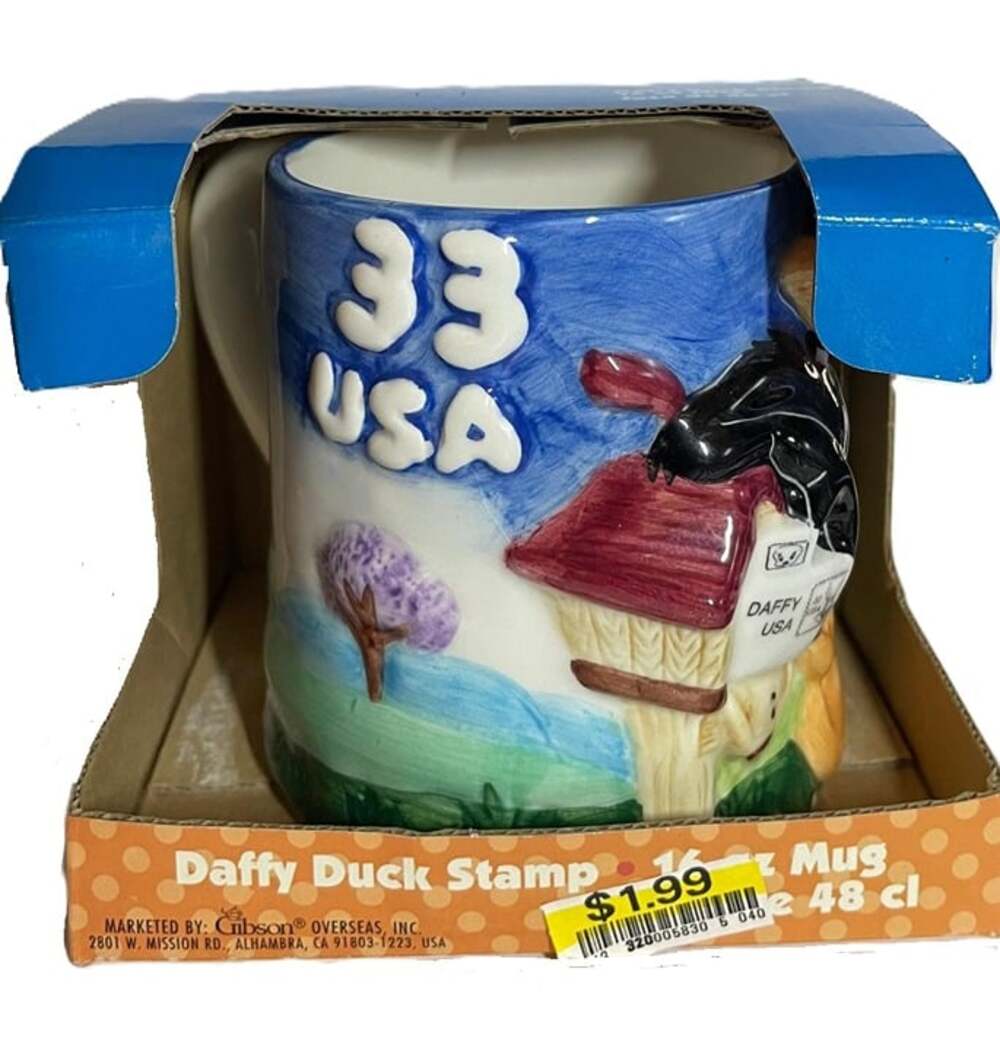 Vintage 1999 Gibson Looney Tunes Daffy Duck 3D Stamp Mug NIB ~ FREE SHIPPING!